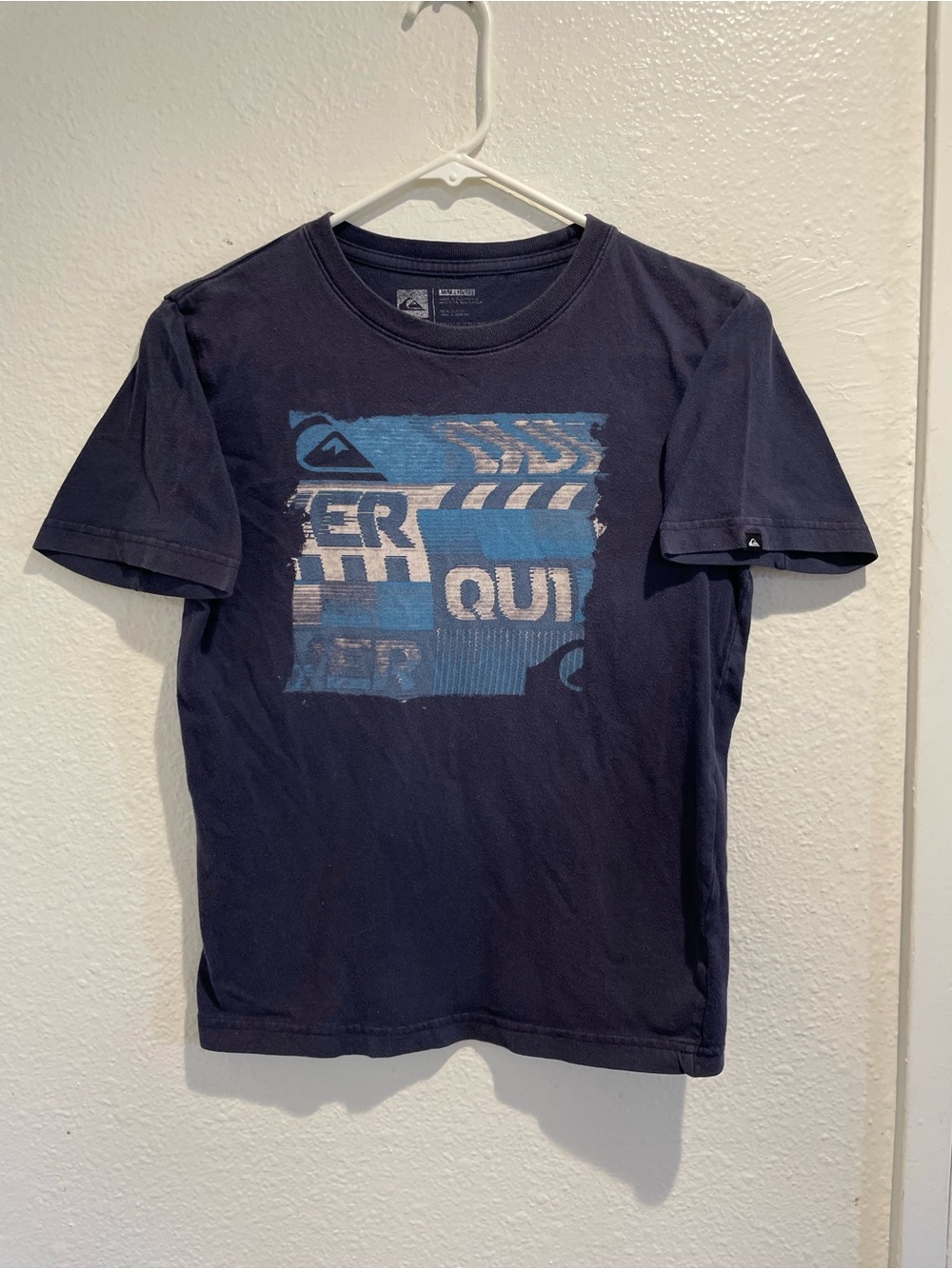 Quiksilver Boys Navy Blue Graphic Logo T-Shirt Short Sleeve Size Medium M 10/12
